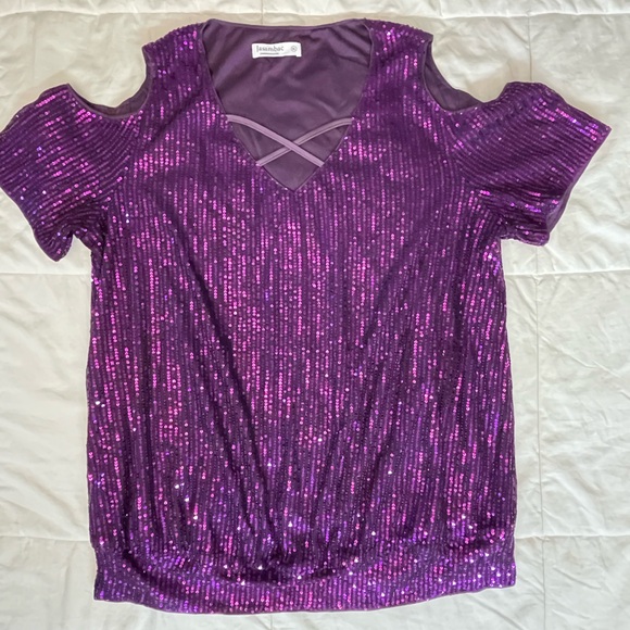 Jasambac XL Purple sequin peek a boo shoulder - Picture 8 of 9